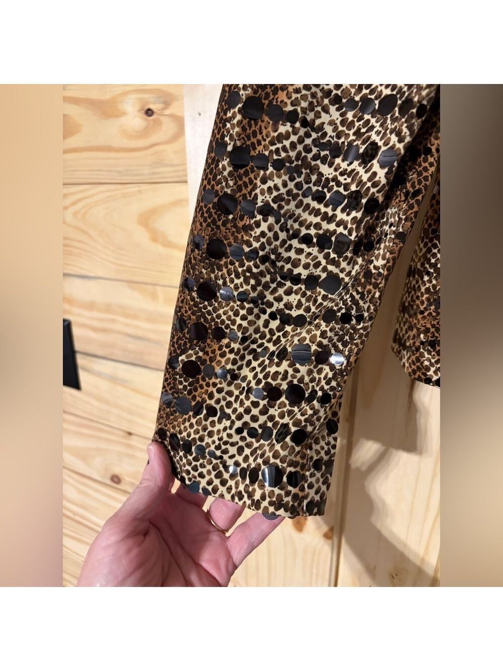 Joseph Ribkoff Leopard Print Mobwife Sequin Cardigan Jacket Top 14 Career Office - Picture 3 of 5